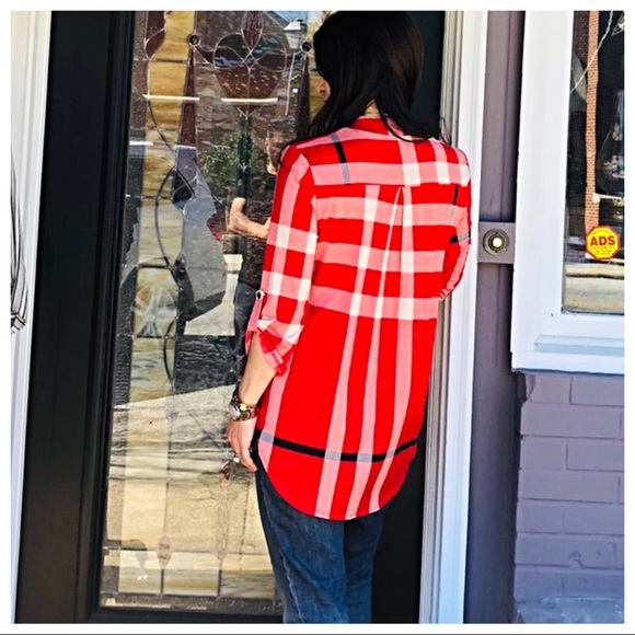 ✨LAST ONE ✨Red plaid rolled sleeves tunic - Picture 7 of 7